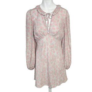 Aritzia Wilfred Trudy Dress  Long Sleeve Silk Tie Neck Mini Size 6